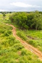 View above the gravel roadbed