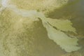 View Above Green Seaweed and Sand Pattern As Tide Comes Into Bay