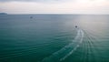 the view from the top of the banana boat in the sea of ??Malacca strait, the light beach of Port Dickson, state nine, Malaysia Royalty Free Stock Photo