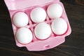 Eggs in a Pink Styrofoam Carton