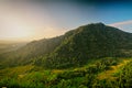 A View Above a Hill Panoramic Sunrise In Tropic