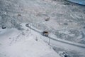 view from above of a huge asbestos quarry, the mined-out slopes Royalty Free Stock Photo