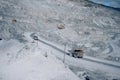 view from above of a huge asbestos quarry, the mined-out slopes Royalty Free Stock Photo