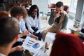 View from above on international group of business people Royalty Free Stock Photo