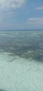 View above the lagoon with its turquoize color, shade of blue between sea and sky