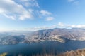 View from above of Lake Como. Panoramic view in winter of Lake C Royalty Free Stock Photo