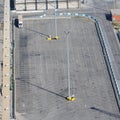 View from Above of a Large Truck Parking lot almost completely Empty and with only one Truck Royalty Free Stock Photo