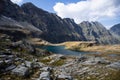 The view from above of the mountain lake `Plattachsee` Royalty Free Stock Photo