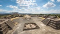 View from above of Plaza of the Moon and Dead Avenue with Sun Pyramid on background at Teotihuacan Ruins - Mexico City, Mexico Royalty Free Stock Photo