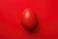 view from above,Red egg on red background close-up,light glare on egg Royalty Free Stock Photo