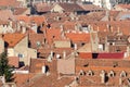 View From Above Of Red Medieval Tiled Roofs