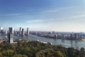 View from above on river and cityscape of Rotterdam Royalty Free Stock Photo