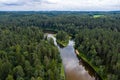 View From Above On The River Gauja, Which Winds Through Mixed Tree Forests, Gauja National Park, Latvia