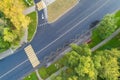 View from above on the road and road markings.