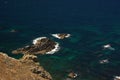 A view from above on the rocks of Arrifana bay with ransparent turquose water