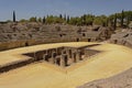 View from above on the roman amphitheatre at Italica, Roman city in the province of Hispania Baetica