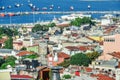 A view from above on the roofs of Istanbul and the bay. Royalty Free Stock Photo