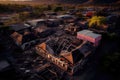 view from above on ruined houses in city of palu after disaster back to normal