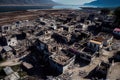 view from above on ruined houses in city of palu after disaster back to normal