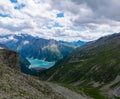 The view from above of Schlegeis Reservoir in the Alps, Austria