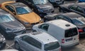 View from above on the short-term parking lot at the airport