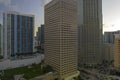 View from above of skyscraper buildings and urban traffic in downtown district of Miami Brickell in Florida, USA at Royalty Free Stock Photo