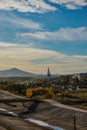 View from above on a small Ural city.