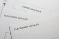 Some envelopes where to deposit the vote in the local elections in Spain