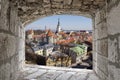 View from above from stone window of Tallinn Old Town in Estonia Royalty Free Stock Photo