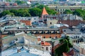view from above on a sunny day in the roofs of houses in a European city Royalty Free Stock Photo