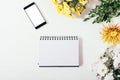 View from above template open empty notepad