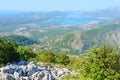 View from above on Tivat Gulf and city of Tivat, Montenegro Royalty Free Stock Photo