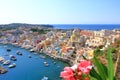 View from above to the beautiful Marina di Procida, Island between naples and Ischia, Italy Royalty Free Stock Photo