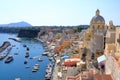 View from above to the beautiful Marina di Procida, Island between naples and Ischia, Italy Royalty Free Stock Photo