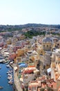 View from above to the beautiful Marina di Procida, Island between naples and Ischia, Italy Royalty Free Stock Photo