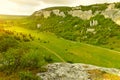 View from above to the valley among the mountains Royalty Free Stock Photo