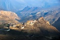 View from above in the vicinity of Muktinath village in the Himalayan mountains. Nepal. Royalty Free Stock Photo