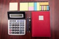 View from above of wooden organized office desk Royalty Free Stock Photo