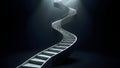 An abstract spiral staircase floating in an infinite, empty space
