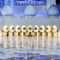 View in the Abu Dhabi Sheikh Zayed Mosque by night