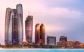 View of Abu Dhabi Skyline at sunrise, UAE Royalty Free Stock Photo