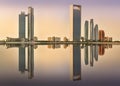 View of Abu Dhabi Skyline at sunrise, UAE Royalty Free Stock Photo