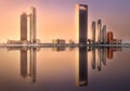 View of Abu Dhabi Skyline at sunrise, UAE Royalty Free Stock Photo