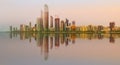 View of Abu Dhabi Skyline at sunset, UAE Royalty Free Stock Photo