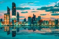 View of Abu Dhabi Skyline at sunset Royalty Free Stock Photo