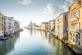 View from Accademia Bridge on Grand Canal in Venice Royalty Free Stock Photo