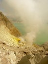 View on the acidic crater lake of the Ijen volcano in Indonesia, a sulfur mine and toxic gaz Royalty Free Stock Photo