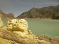 View on the acidic crater lake of the Ijen volcano in Indonesia, a sulfur mine and toxic gaz Royalty Free Stock Photo