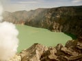 View on the acidic crater lake of the Ijen volcano in Indonesia, a sulfur mine and toxic gaz Royalty Free Stock Photo