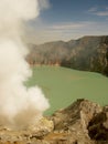 View on the acidic crater lake of the Ijen volcano in Indonesia, a sulfur mine and toxic gaz Royalty Free Stock Photo